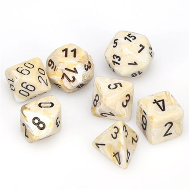 7-Set Cube Marble Ivory with Black