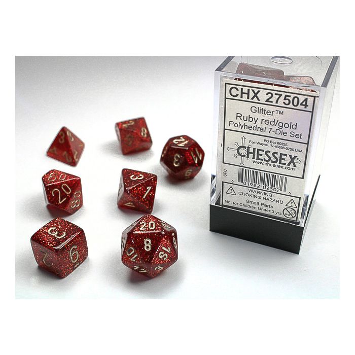7-Set Cube Glitter Ruby with Gold