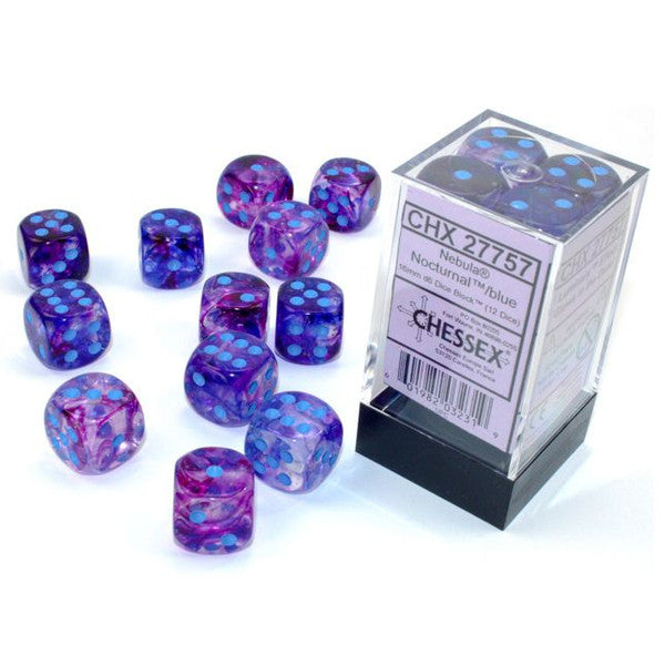 d6 Cube 16mm Luminary Nebula Nocturnal with Blue (12)