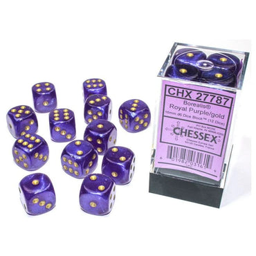 d6 Cube 16mm Borealis Luminary Royal Purple with Gold (12)