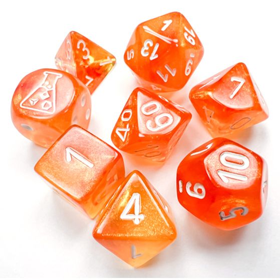 7-Set Tube Lab Dice Borealis Luminary Blood Orange with White