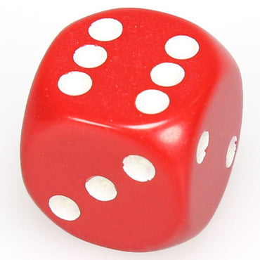 d6 Single 16mm Opaque Red with White