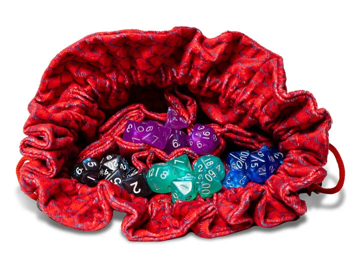 Dragon Storm Velvet Compartment Dice Bag: Red Dragon Scales