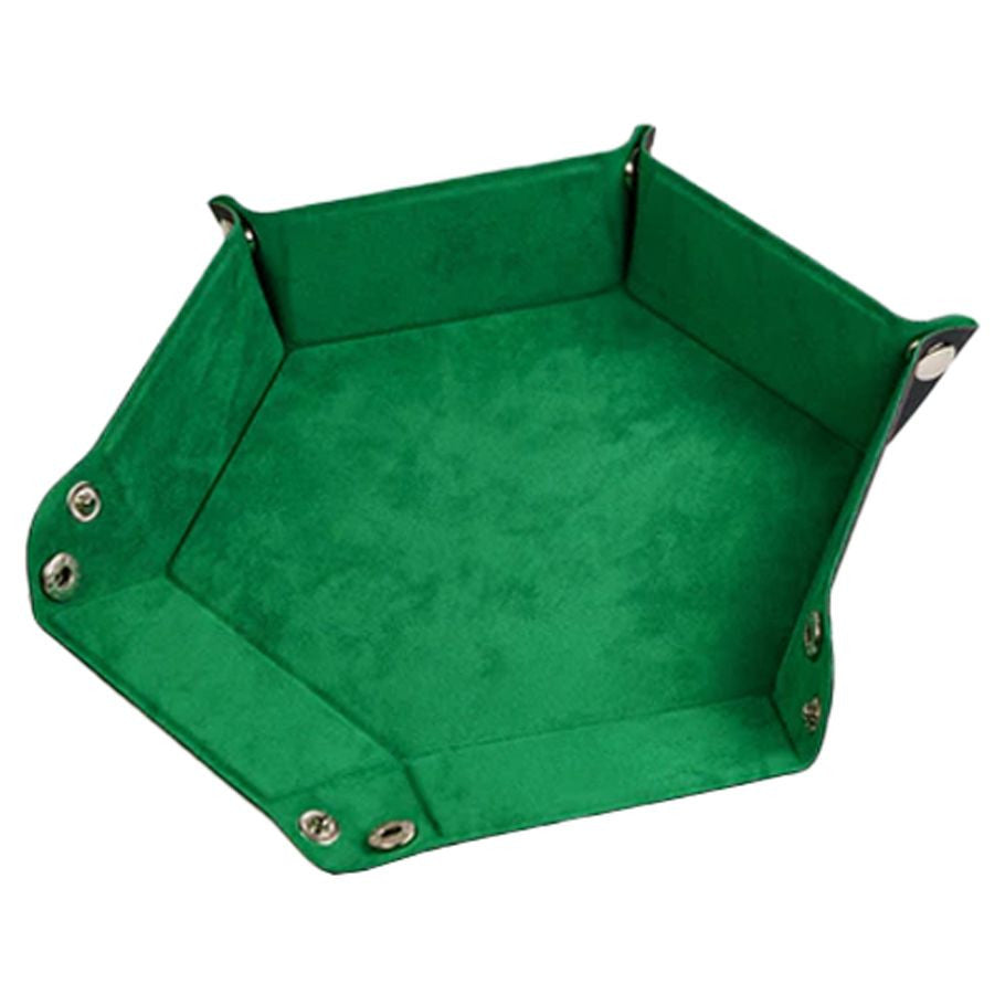 Leatherette & Velvet Dice Tray (Emerald Hex)