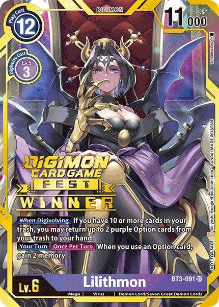 Lilithmon [BT3-091] (Digimon Card Game Fest 2022 Winner) [Release Special Booster Promos]