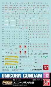 Gunpla: Decal - Gundam UC, GD-112 RG 1/144 Unicorn Gundam Bag