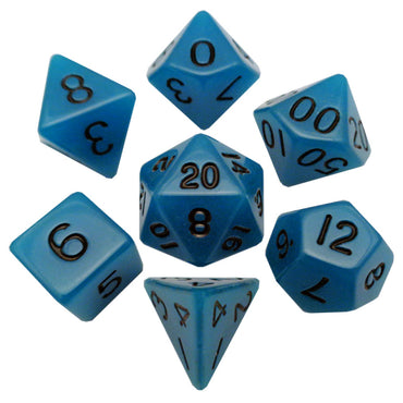 7-Set 16mm Glow in the Dark Blue with Black