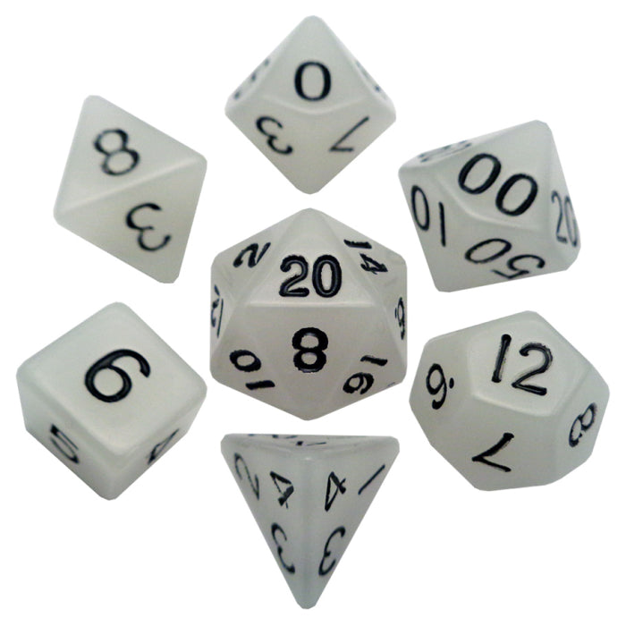 7-Set 16mm Glow in the Dark Clear with Black
