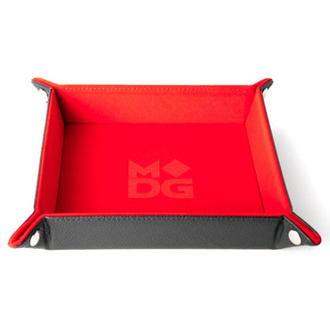 Velvet Folding Dice Tray with Leather Backing: 10"x10" Red