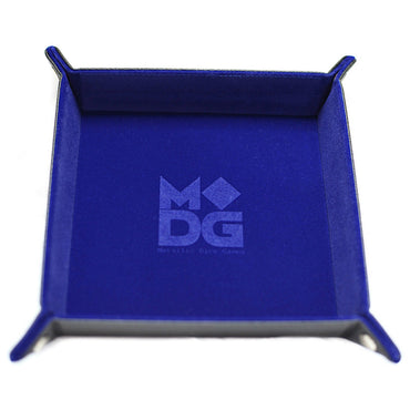 Velvet Folding Dice Tray with Leather Backing: 10"x10" Blue