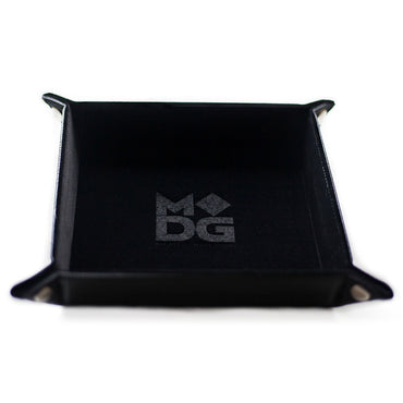 Velvet Folding Dice Tray with Leather Backing: 10"x10" Black