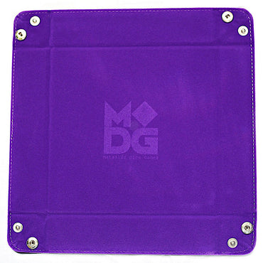 Velvet Folding Dice Tray with Leather Backing: 10"x10" Purple