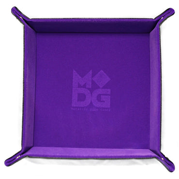 Velvet Folding Dice Tray with Leather Backing: 10"x10" Purple