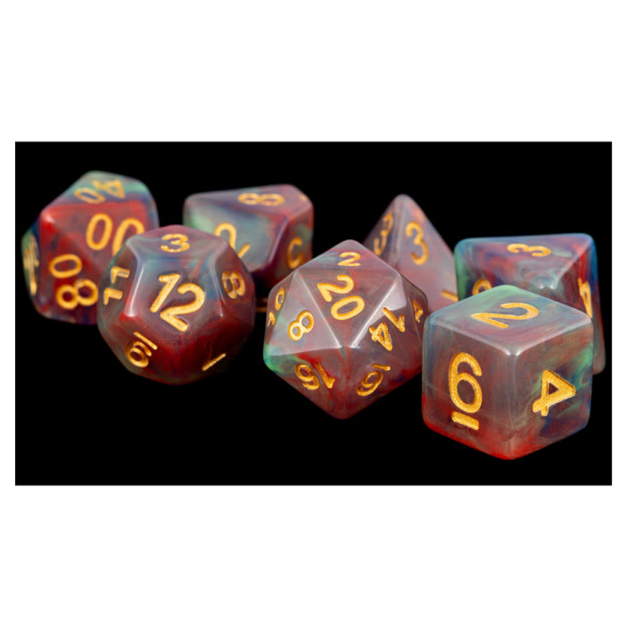 7-Set Pearl Swirl Red and Green with Gold