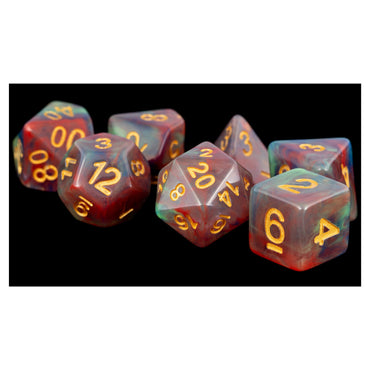 7-Set Pearl Swirl Red and Green with Gold