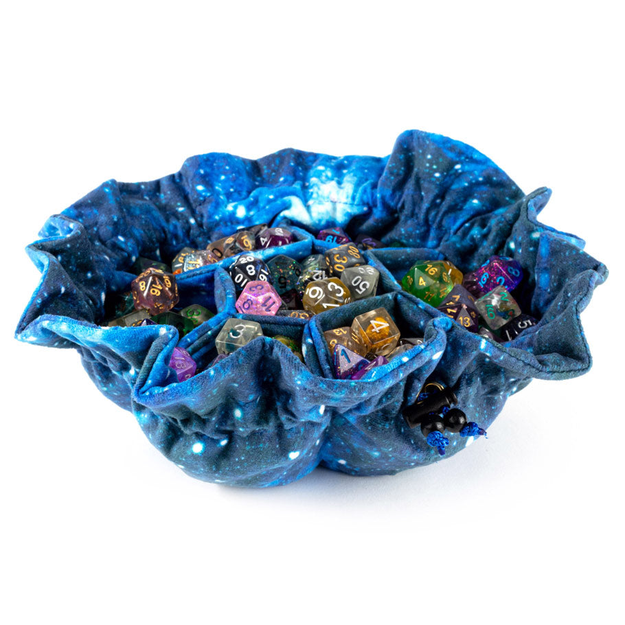 Velvet Compartment Dice Bag with Pockets: Galaxy