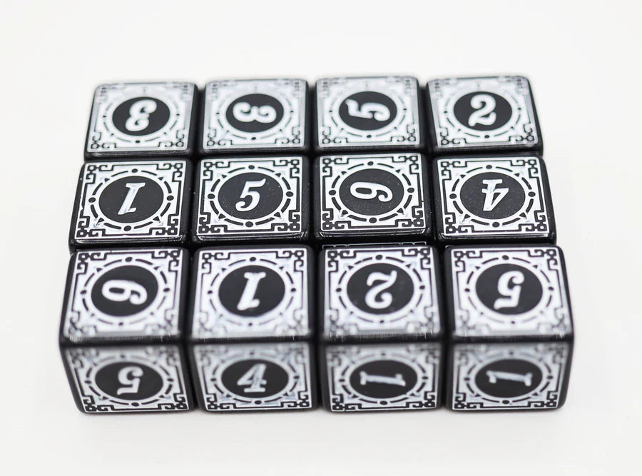 12 piece D6s - Magic Burst White
