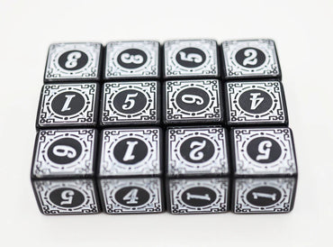 12 piece D6s - Magic Burst White