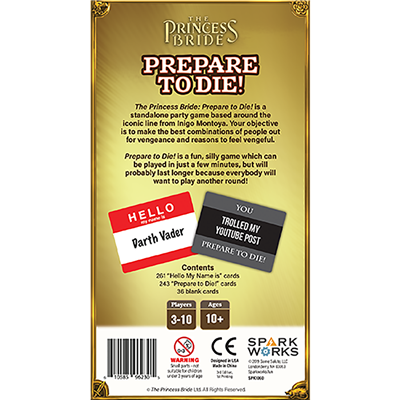 THE PRINCESS BRIDE PREPARE TO DIE